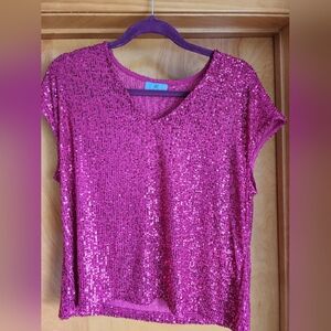 CeCe short sleeve sequin top